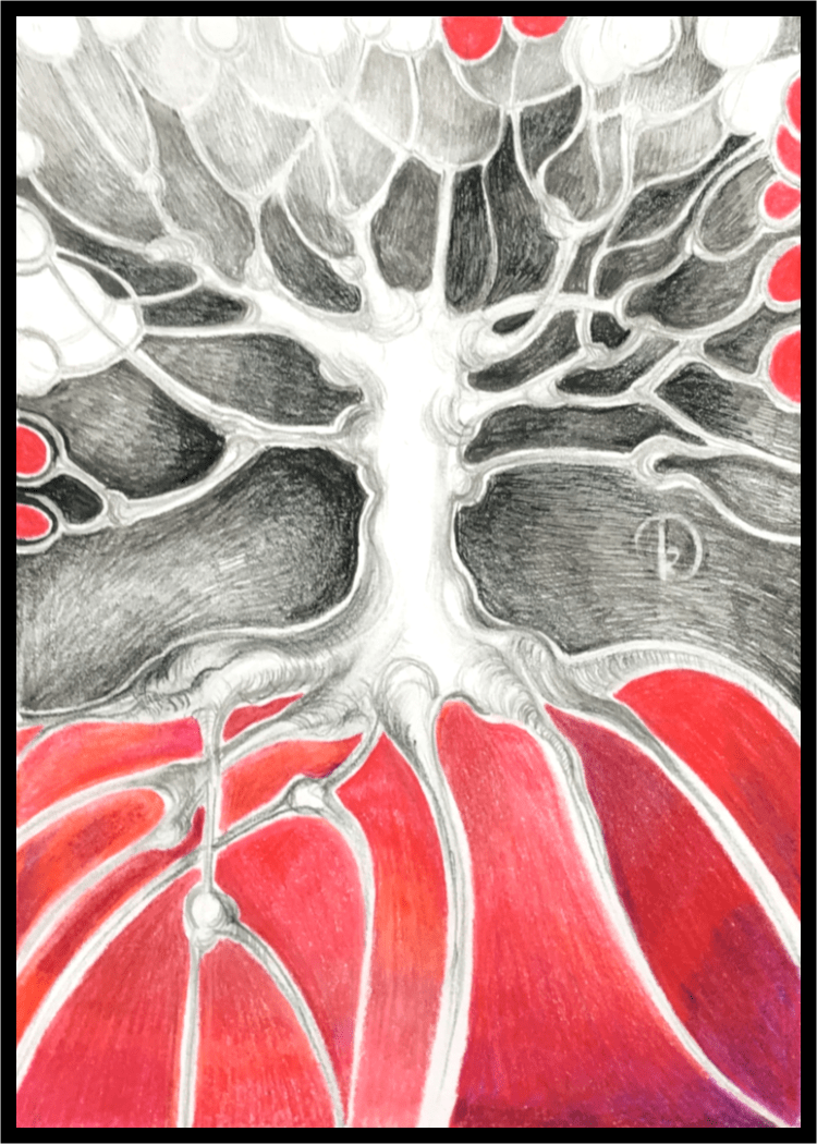 The Root Chakra | Chakra painting | Red Energy | The Muladhara Chakra | Root Chakra | Czakra Podstawy | Czakra korzeni | Ćakra Korzenia | Ćakra Podstawy | Tree of Knowledge